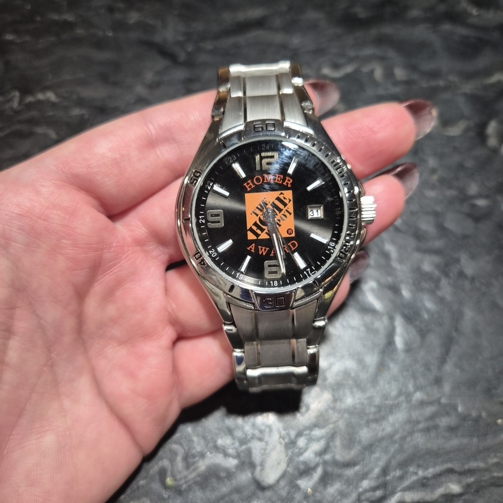 REMIX The Home Depot All Stainless Steel Quartz Analog Men's Watch Streetwear